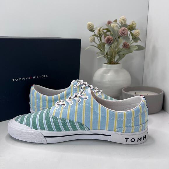 Tommy Hilfiger Pallet 5 Sneakers Green Multi Texture Stripe Men's 10.5M NWB - Picture 6 of 10